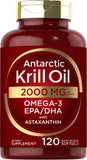 CARLYLE Antarctic Krill Oil 2000 mg 120 Softgels | Omega-3 EPA, DHA, with Astaxanthin Supplement Sourced from Red Krill | Maximum Strength | Laboratory Tested