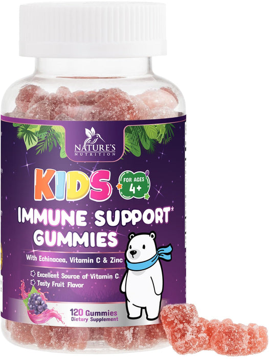 Kids & Toddler Immune Support Gummies with Vitamin C, Zinc & Echinacea - Immune Support Gummy for Kids, Daily Childrens Immune Support Vitamins Supplement, Vegan & Non-GMO, Berry Flavor - 120 Gummies