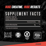 Huge Supplements Creatine Monohydrate Powder, 5000mg of Pure Creatine, Clinically Dosed to Boost Performance, Increase Muscle Strength and Size, 30 Servings