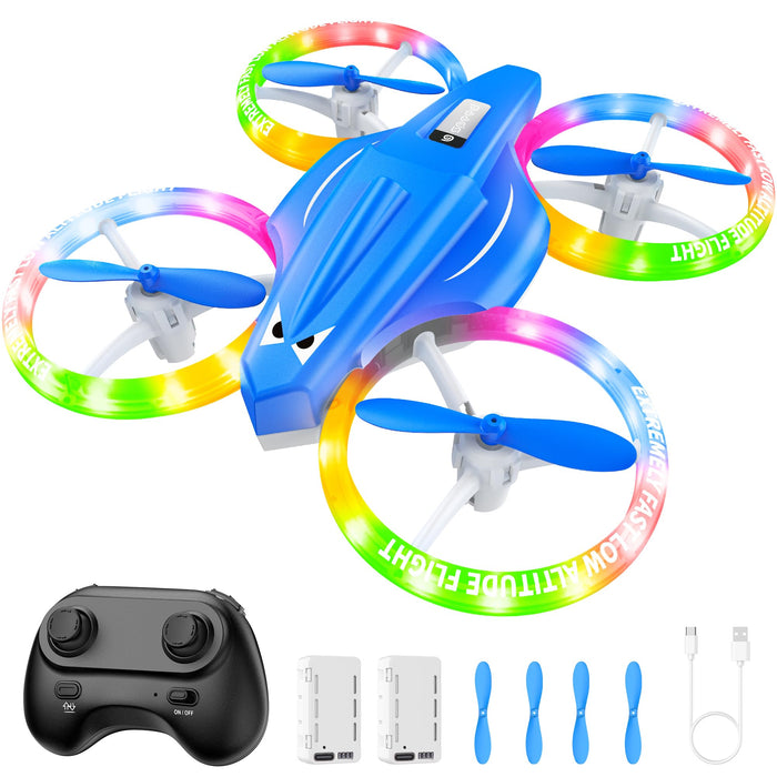 ALTITACO Drones for Kids with Cool Light, Kids Drone with 3D Flip, Altitude-Hold, Self-Rotation, Headless Mode, 3 Speed Modes, One-Click Take-Off/Landing, Mini Drone for Christmas, Beginners, Indoor
