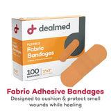 Dealmed Sterile Flexible Fabric Adhesive Bandages – 1x3 Inch – 100/Box - 4 Boxes - Breathable First Aid Strip Pack - Soft Stretch Wound Patch for Medical, Emergency Kits & Clinic