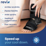 REVIX Ankle Ice Pack Wrap for Foot Pain Relief and Feet Injuries, Reusable Gel Ice Cold Packs for Achilles Tendonitis Black