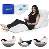 Lunix LX5 4pcs Orthopedic Bed Wedge Pillow Set, Post Surgery Memory Foam for Back, Leg Pain Relief, Sitting Pillow, Adjustable Pillows Acid Reflux and GERD for Sleeping, with Hot Cold Pack, White