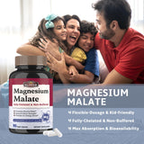 Elixeed Magnesium Malate, Chelated, Fully Reacted & Non-Buffered, Max Absorption & Bioavailability, No Stomach Upset, for Men, Women & Kids, Energy, Muscle Function & Bone Support, 90 Vegan Caps