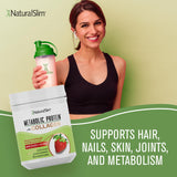 NaturalSlim Metabolic Protein Powder with Collagen Strawberry - Hydrolyzed Collagen Protein Powder for Hair, Skin, Bone, Joint, and Metabolism - Low Carb Meal Replacement Shake Mix - 17.6 oz