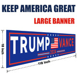 YINBTTER Donald Trump Vance Make America Great Again Large Banner Sign Flag with Brass Grommets, Trump JD Vance 2024 MAGA Save America Outdoor Sign House Banner Yard Lawn Decoration 118X18''