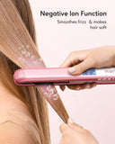 Wavytalk Salon Flat Iron Hair Straightener, Negative Ion Flat Iron with Titanium Plates Get Frizz-Free Hair, Dual Voltage Flat Iron (Rose Gold)