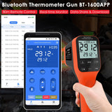 Digital Infrared Thermometer Gun 30:1, BTMETER Dual Laser IR Temperature Gauge BT-1600APP Measure High Temp -58℉ to 2912℉ with Data Logging for HVAC Kiln Forge Oven Pizza Cooking(Not for Human)