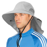 SUN CUBE Wide Brim Sun Hat with Neck Flap, Fishing Hiking for Men Women Safari, Neck Cover for Outdoor Sun Protection UPF50+ | Light Gray