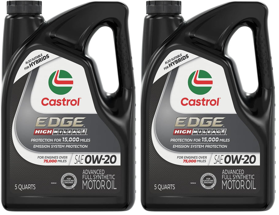Castrol Edge 0W-20 Motor Oil | High Mileage | Advanced Full Synthetic | 5 Quarts | Pack of 2