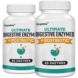 Orgabay Digestive Enzymes 1000mg with Postbiotics, 20 Enzyme Blend for Bloating, Optimal Digestion and Gut Function, 120 Veggie Capsules