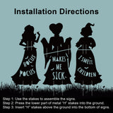 Hocus Pocus Halloween Decorations Outdoor: 3 Extra Large Black Hocus Pocus Witches, Halloween Silhouette Yard Signs with Stakes, Thick Corrugated Plastic, Outside Yard Lawn Decor for Kids Home Party