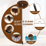 Ceiling Fan Cleaner Duster Reusable Microfiber Ceiling Fan Blade Cleaner Removable Duster with Extension Pole Adjusts 13 to 49.7 Inch for Cleaning Walls Bookshelves Furniture Door Window Top (Brown)