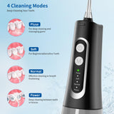 LVLAM Water Flosser, Oral Irrigator Electric Oral Teeth Braces Cleaning Water Floss Pick Cordless Tooth Cleaner Tool Kit Portable Travel Rechargeable Ipx7 Waterproof (Black)