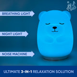 Mindfulness 'Breathing Bear' | 4-7-8 Guided Visual Meditation Breathing Light | 3 in 1 Device with Night Light & Noise Machine for ADHD Anxiety Stress Relief Sleep - Gift Kid Adult Women Men (Bear)