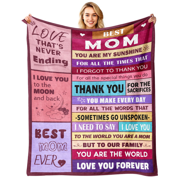 Birthday Gifts for Mom from Daughter or Son, To My Mom Blanket, 50" x 60"