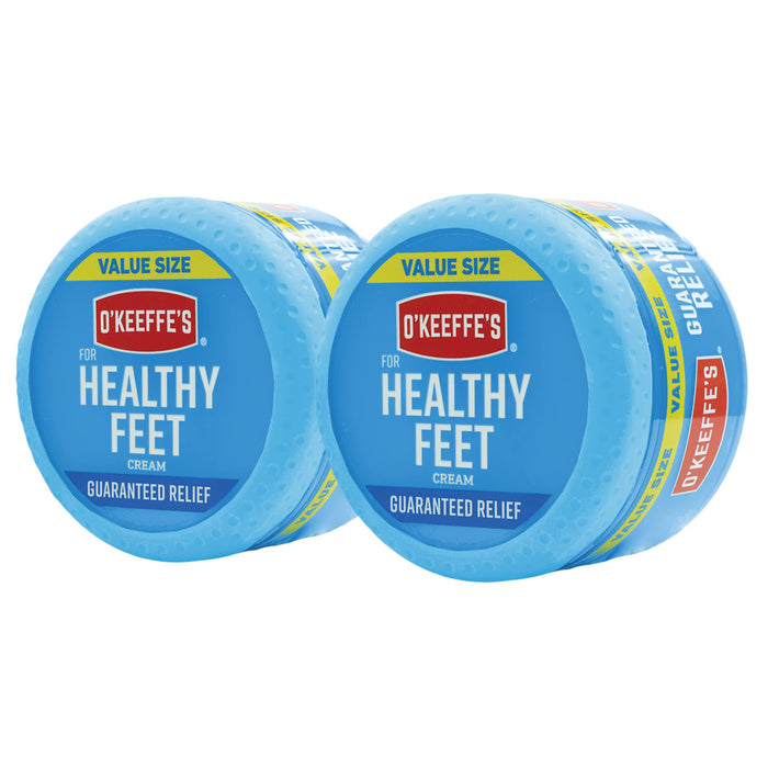 O'Keeffe's for Healthy Feet Foot Cream, Guaranteed Relief for Extremely Dry, Cracked Feet, Instantly Boosts Moisture Levels, 6.4 Ounce Jar, Value Size, (Pack of 2)