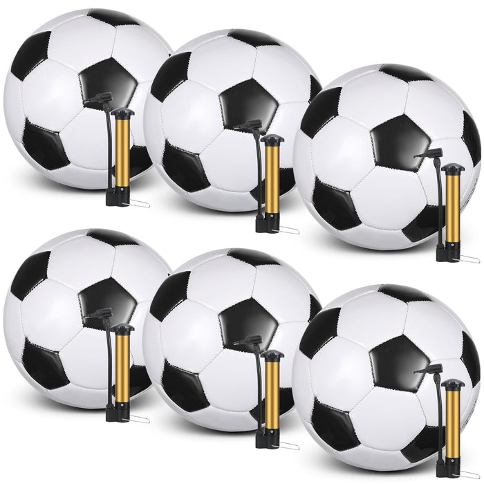 Glimin 6 Pcs Christian Charity Donation Supplies Deflated Soccer Ball Bulk with Pump Official Size Samaritan's Purse Operation Christmas Machine Stitched Ball(Size 4,Classic)