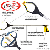 PikStik Pro P-321, Aluminum Reacher, Wide 5.5” Jaw, 360° Rotating Jaw, Durable and Rust-Proof, Unique Handle and Trigger, 1 Year Warranty, Yellow, 32 Inch (Pack of 1)
