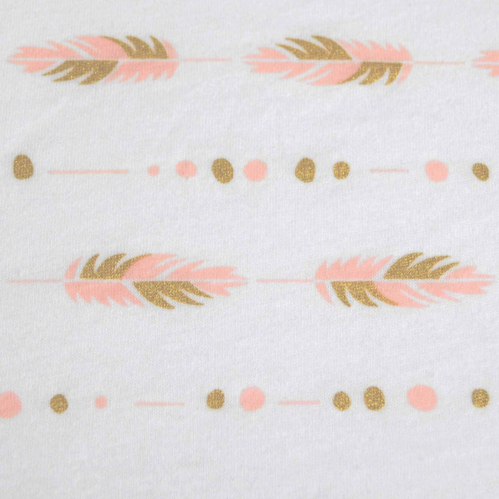 American Baby Company 2 Pack Fitted Crib Sheets 28" x 52", Soft Breathable Neutral 100% Cotton Jersey Sheet, Sparkle Gold/Pink Feathers/Arrows, for Boys and Girls, Fits Crib and Toddler Bed mattresses