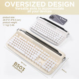 YUNZII ACTTO B503 Wireless Typewriter Keyboard, Retro Bluetooth Aesthetic Keyboard with Integrated Stand for Multi-Device (B503, Ivory Butter)