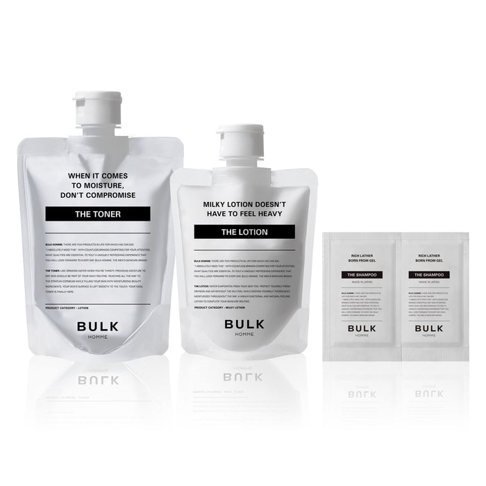 BULK HOMME Milky Lotion Men's 3.5 oz (100 g) & Lotion 6.8 fl oz (200 ml) + Shampoo 2 Samples