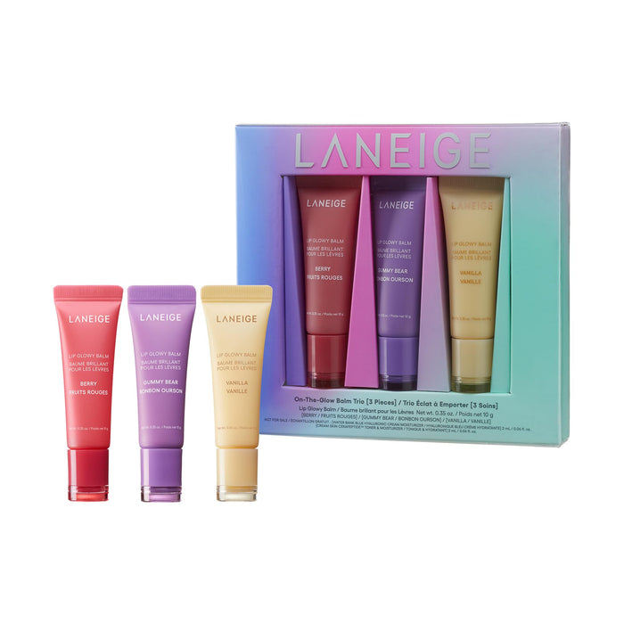 LANEIGE On-the-Glow Balm Trio: Hydrate, Glossy, Lightweight, Moisturize & Tint with Shea Butter