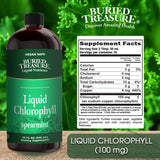 Buried Treasure Liquid Chlorophyll 100 mg, 32oz Spearmint Flavor Dietary Supplement, Intestinal Digestive Support Natural Body Deodorant Vegan Non-GMO Alcohol Free