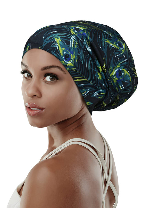 Sleeping Cap,Satin Silk Liner Long Hair Women Braids Soft Bamboo Viscose Blue Camo