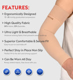 KEKING® Lymphedema Compression Arm Sleeves for Men Women (Pair), No Silicone Dot, 15-20 mmHg Compression Full Arm Support for Lipedema, Edema, Post Surgery Recovery, Swelling, Pain Relief, Beige M