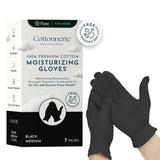 Gaxcoo Cottonnerie 7 Pairs 100% Premium Black Cotton Moisturizing Gloves for Dry Hands & Eczema | Overnight Lotion & Sleep Treatment for Men & Women | Reusable, Free Washing Bag - Packaging May Vary