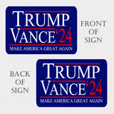 Trump JD Vance 2024 Yard Sign With H Stake Double Sided For President Donald Trump Republican Conservative Blue