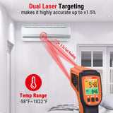 ThermoPro TP450 Dual Laser Temperature Gun for Cooking, Digital Infrared Thermometer for Pizza Oven Grill, Laser Thermometer Gun with Adjustable Emissivity Temp Gun -58℉to 1022℉(Not for Human)