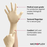 MICROFLEX 10-754 Daily Defense Disposable Latex Gloves for Cleaning, Food Prep, First Aid - XL, Natural (Box of 100)