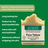 1 Ingredient Organic Tallow Soap for Sensitive Skin - 130 grams each, Pack of 2 - Premium Unscented and Fragrance Free Beef Tallow Skincare, Naturally Gentle (UNSCENTED) (2 Pack Unscented)