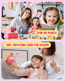 LETSHAHA Kids Camera Instant Print, Christmas Birthday Gifts for Toddle Girls Boys Age 3-12, 20MP & 1080P Selfie Digital Camera with 3 Roll No-Ink Print Paper 32G SD Card - Pink