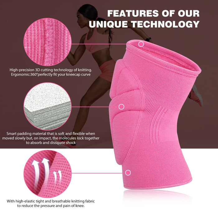 Racbeuk Volleyball Knee Pads Pink, Knee Protector Supporter for Girl Lady Women with High Protection Pads,Professional Grade Knee Pads for Running,Tennis,Yoga,Cycline,Gym,Workout Exercise