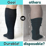 Gooi Extra Wide Socks for Swollen Feet Soft Stretch to 30" Seniors Diabetics Men Women 10-13 13-15 Non Binding Loose Fit Top Edema Lymphedema Neuropathy Bariatric Cover Cast Over The Calf Plus Size