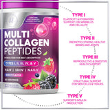 Multi Collagen Peptides Powder - Hydrolyzed Collagen Protein Grass Fed, Hair, Skin, Nails & Joint Support, Keto, Paleo, Non-GMO, Type I, II, III, IV & V, Collagen for Women - 30 Servings