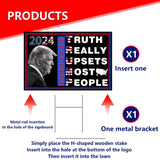 Trump Yard Signs 2024,18x12In Trump Yard Signs Double-Sided "Truth Really Upsets Most People" Campaign Signs With H-Stakes Placard Voted For Trump Outdoor Garden Lawn Parade Handheld Rally Decorations