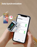 Pulse Oximeter HealthTree Oxygen Monitor Fingertip, Bluetooth Pulse Ox with Free APP, O2 Pulse Oximeter Finger and Heart Rate Monitor, 2 X AAA Batteries, Lanyard