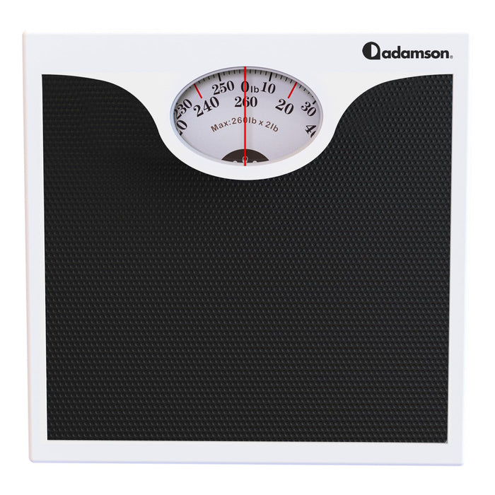 Adamson A22 Bathroom Scale for Body Weight - Up to 260 LB - Anti-Skid Rubber Surface - Analog Bathroom Weight Scales