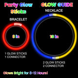 200 Pack Glow Sticks Bulk Party Favors 8" Glow in the Dark Party Supplies Light Up Neon Party Decorations for Kids Adults Glow Necklaces Bracelets Birthday Halloween Christmas Easter Wedding