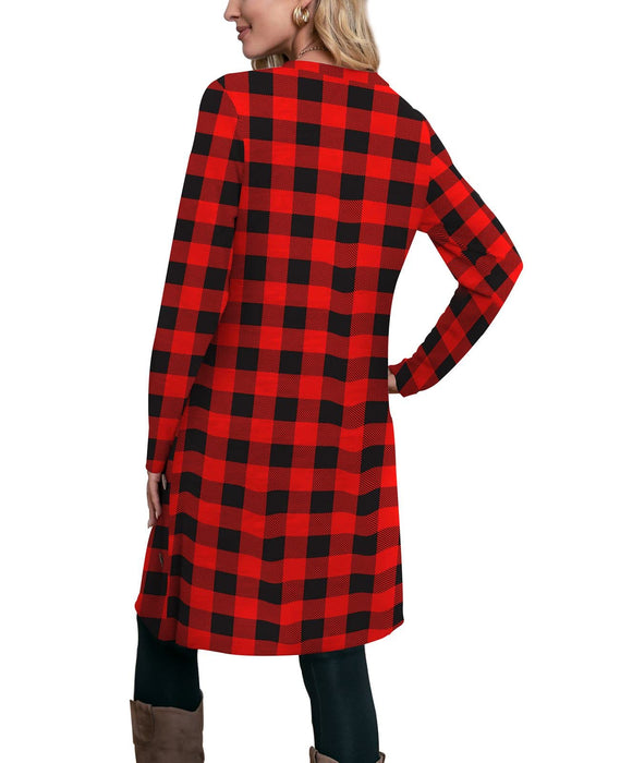 Long Sleeve Dress for Women Christmas Dresses for Women Red and Black Plaid L