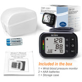 Blood Pressure Machine Wrist Blood Pressure Cuff Wrist BP Monitor Wrist Cuff Automatic Monitor with Irregular Heartbeat Detection Large Display 120 Readings Memory 2 Users with Batteries for Home Use