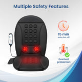 COMFIER Massage Seat Cushion with Heat, Vibration Back Massager for Chair, Red Light Heated Massage Chair Pad, Memory Foam Chair Massager Pad, Seat Warmer Massager, Christmas Gifts for Women Men