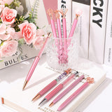 Janmini 9 Pcs Ballpoint Pens Set Metal Crystal Diamond Pen Glitter Pen for Journaling Black Ink Pretty Cute Pens Fancy Pens Gifts for Women Girls Christmas Birthday School Office Desk(Pink Purple)