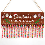 Christmas Countdown Wooden Advent Calendar(17”x5.5”), Candy Canes Days Until Xmas Wall Calendar with Snowflakes Christmas Balls Mistletoe, Christmas Number Date Decorations for Xmas Party Party