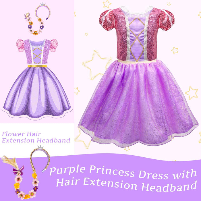 Meland Princess Dress Up - Princess Dress for Girls with Princess Toys, Christmas Birthday Gift for Toddler Girls Age 3-8