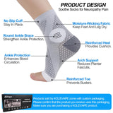 KOLEVAPE 3 Pairs Neuropathy Socks for Women & Men,Nano Comprex Ankle Sleeves Protection Elastic Socks,Soothe Socks for Neuropathy Pain,Anti Fatigue Compression Foot Sleeve Brace Socks